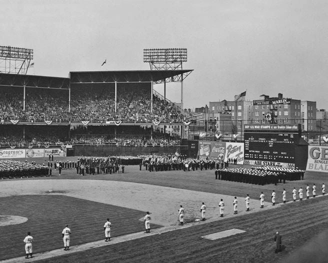 1942 Brooklyn Dodgers Ebbets Field Glossy Photo Print War Bond Rally Poster