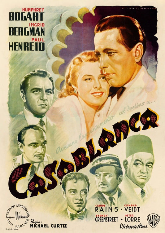 1942 Casablanca Movie Poster Print Humphrey Bogart Ingrid Berkman