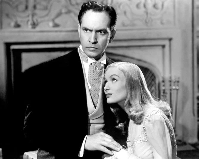 1942 Fredric March And Veronica Lake Glossy Keychain I Married A Witch Print