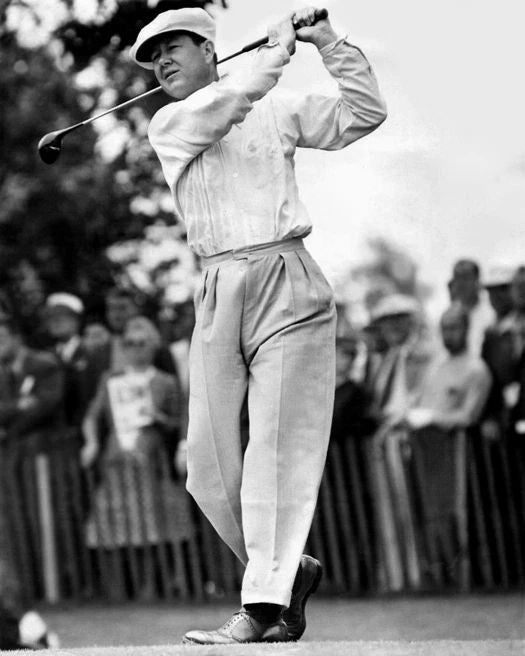 1942 Famous Golfer Byron Nelson Glossy Magnet PGA Swing Pose Print