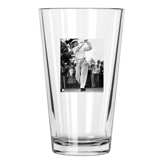 1942 Famous Golfer Byron Nelson Photo Golf Swing Pose Pint Beer Drinking Glass