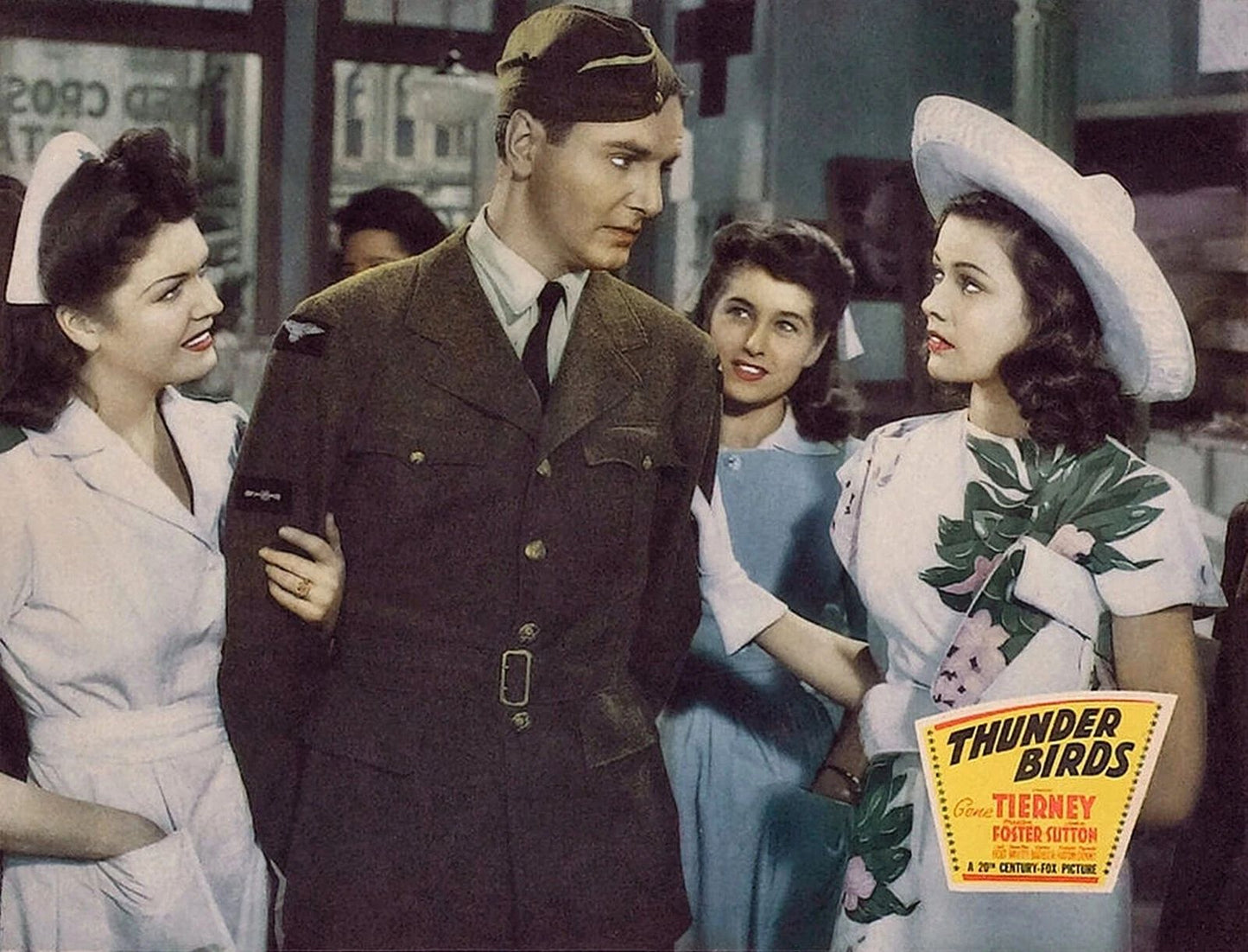 1942 Gene Tierney In Thunder Birds Lobby Card Reproduction Picture Keychain