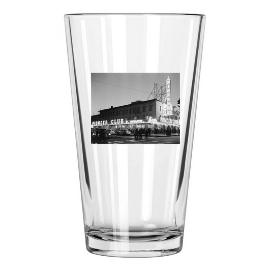 1942 Las Vegas Pioneer Club Photo Casino Downtown Pint Beer Drinking Glass