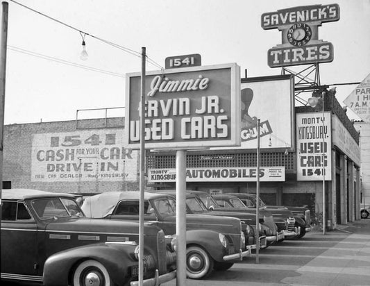 1942 Used Car Lot Hollywood California Vintage Old Magnetgraph Reprint