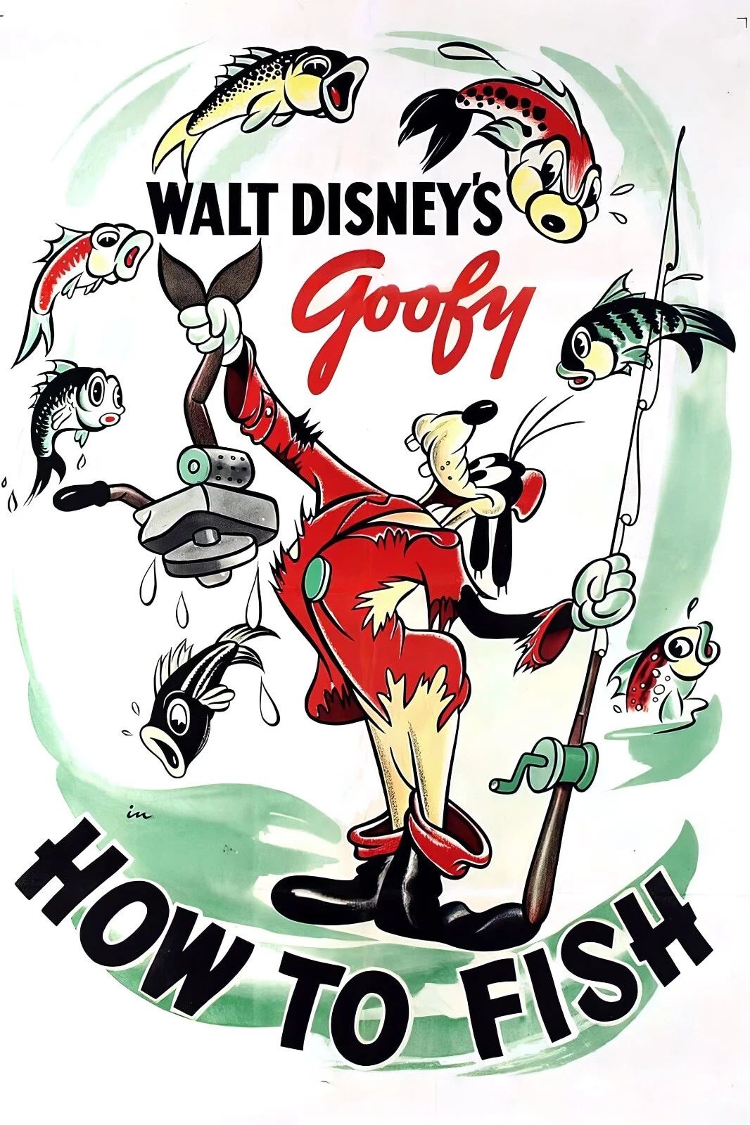 1942 Walt Disneys How To Fish Movie Poster Goofy 300 Piece Jigsaw Puzzle