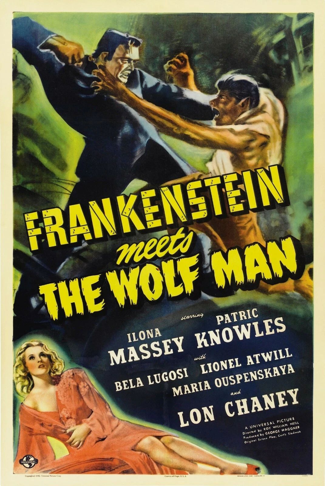 1943 Frankenstein Meets The Wolf Man Movie Magnet Massey Knowles