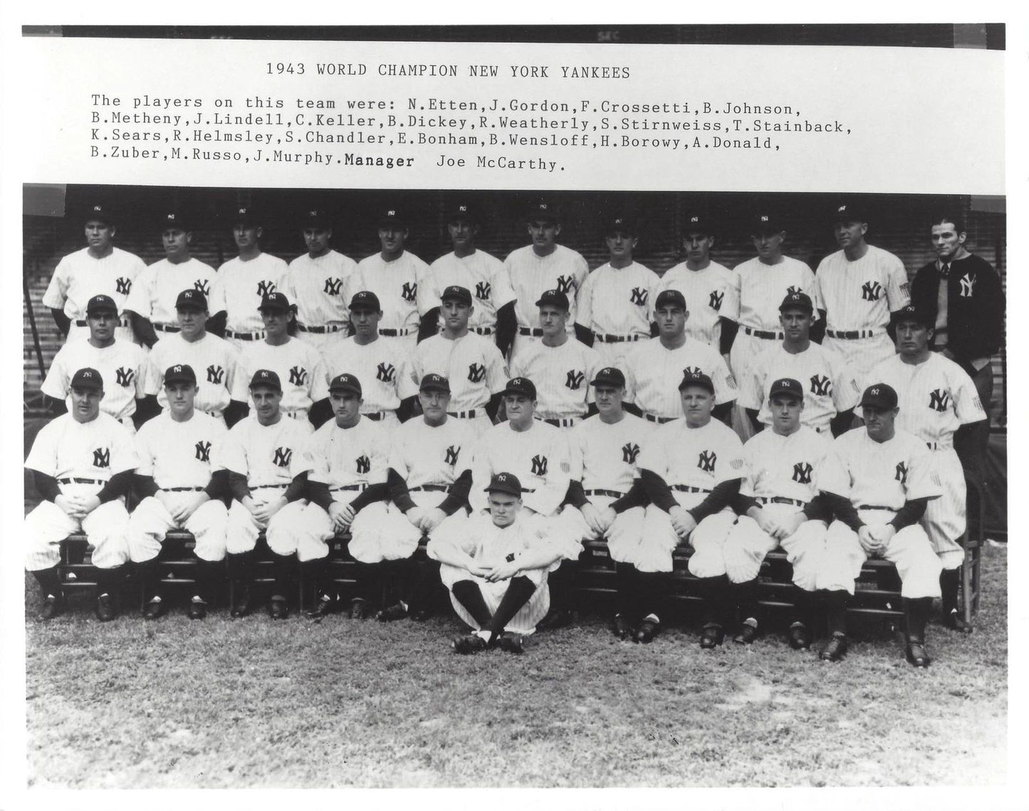 1943 New York Yankees Team Keychain Baseball Mlb Picture Ny World Champs