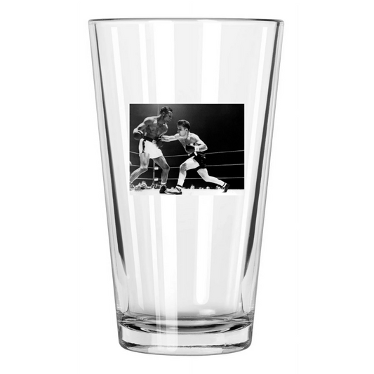 1943 Rematch Fight Sugar Ray Robinson Vs Jake Lamotta Pint Beer Drinking Glass
