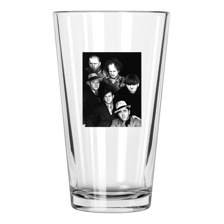 1943 Three Stooges Photo Larry Moe Curly Promotional Pint Beer Drinking Glass