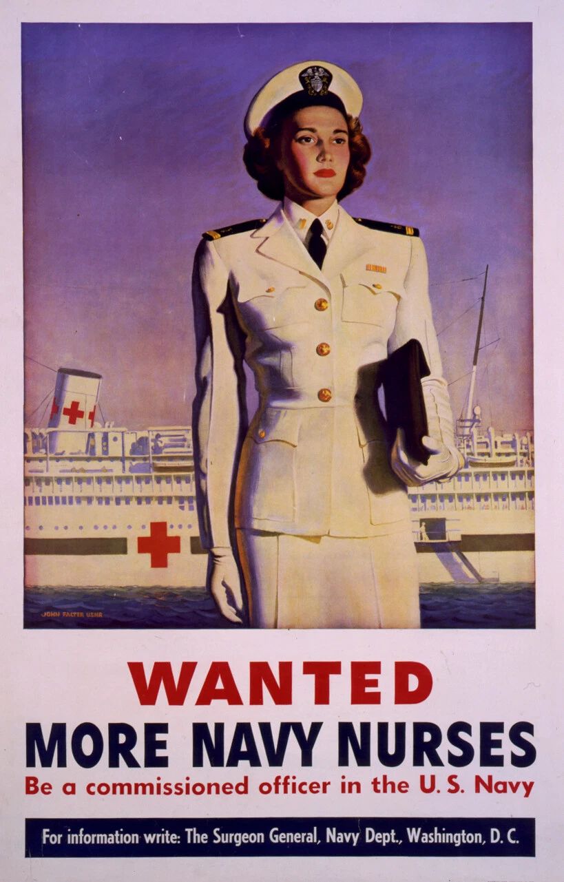 1944 Navy Nurses Wanted Old Vintage Recruiting Poster Photo Reprint