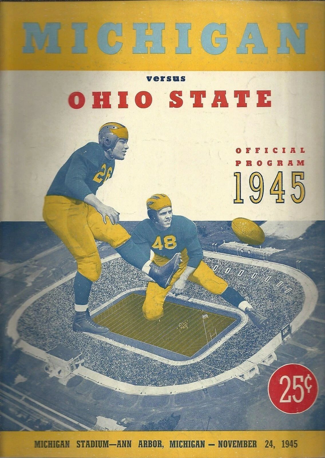 1945 Ohio State Buckeyes V Michigan Wolverines Magnet Picture Ncaa Football