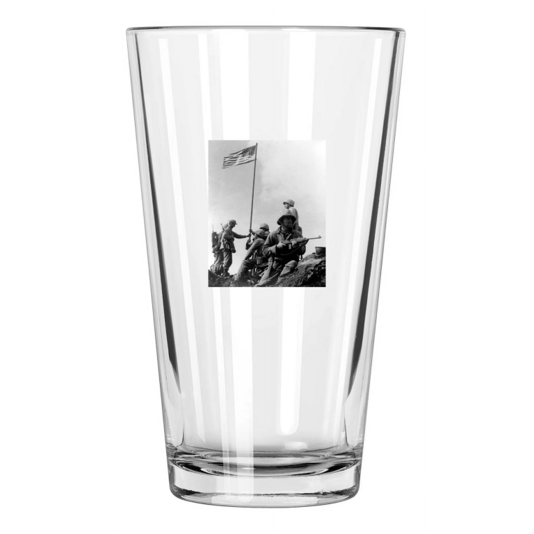 1945 The Battle Of Iwo Jima World War Ii 1St Us Flag! Pint Beer Drinking Glass