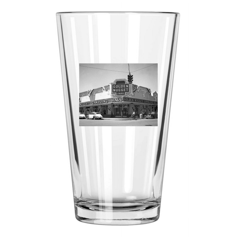 1946 Downtown Las Vegas Photo Casino Golden Nugget Pint Beer Drinking Glass