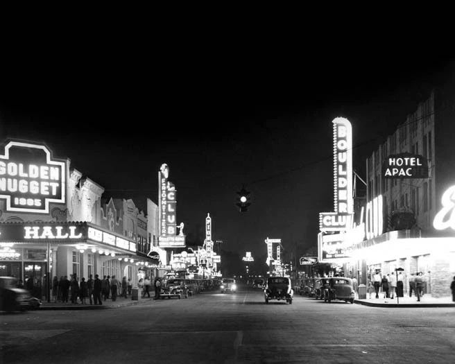1946 Downtown Las Vegas Glossy Keychain Casino Print Golden Nugget Keychain 1