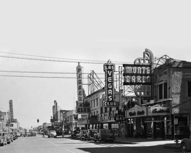 1946 Downtown Las Vegas Glossy Keychain Casino Print Monte Carlo Club Keychain