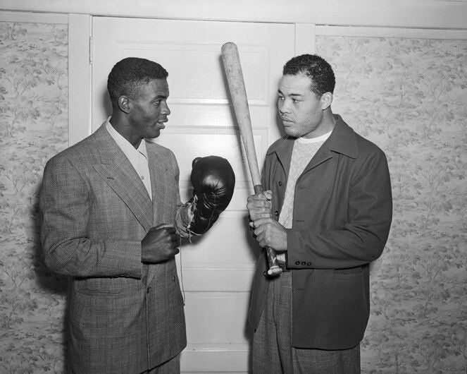 1946 Joe Louis And Jackie Robinson Glossy Magnet Magnet Baseball Print