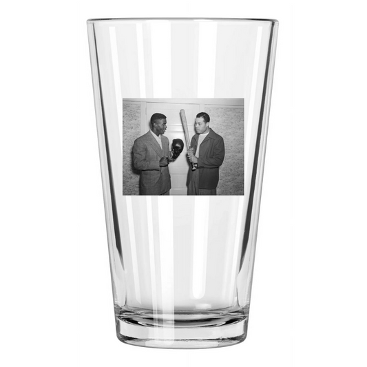 1946 Joe Louis And Jackie Robinson Photo Baseball Pint Beer Drinking Glass