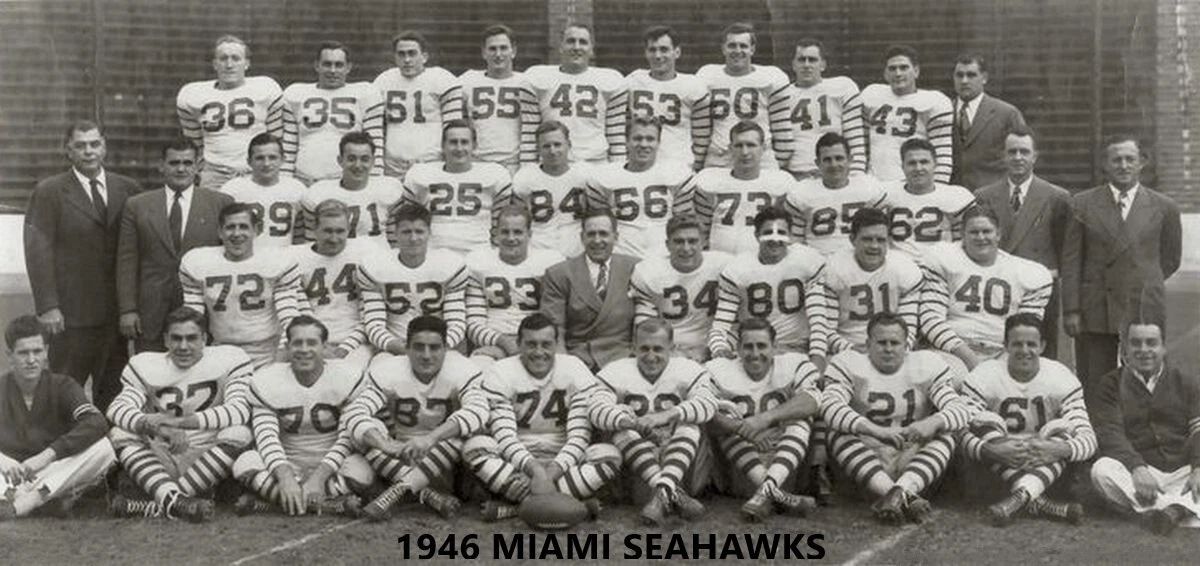 1946 Miami Seahawks Team Photo Football Picture Aafc Wide Border