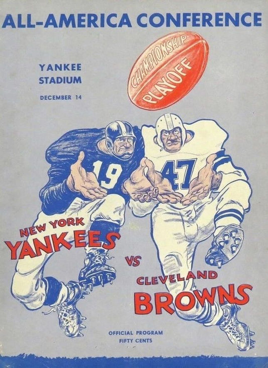 1947 Cleveland Browns Vs New York Yankees Magnet Football Aafc