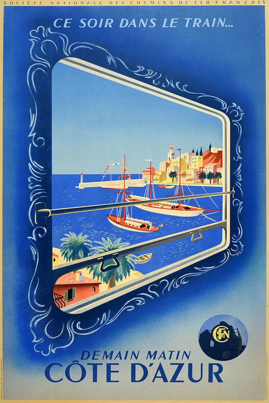 1947 French Riviera Cote Dazur By Train Vintage Travel Jigsaw Puzzle
