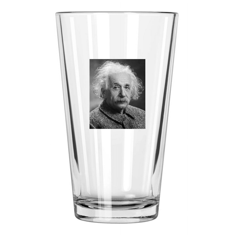 1947 Inventor Genius Albert Einstein Photo Nobel Prize Pint Beer Drinking Glass