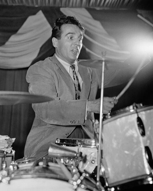1947 Jazz Drummer Gene Krupa Glossy Keychain Keychain Swing Print Dixieland