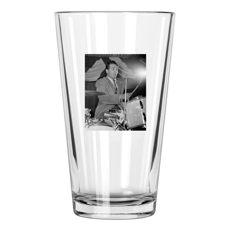 1947 Jazz Drummer Gene Krupa Photo Swing Dixieland Pint Beer Drinking Glass