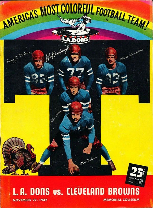 1947 L.A. Dons Vs Cleveland Browns Magnet Football Picture Aafc