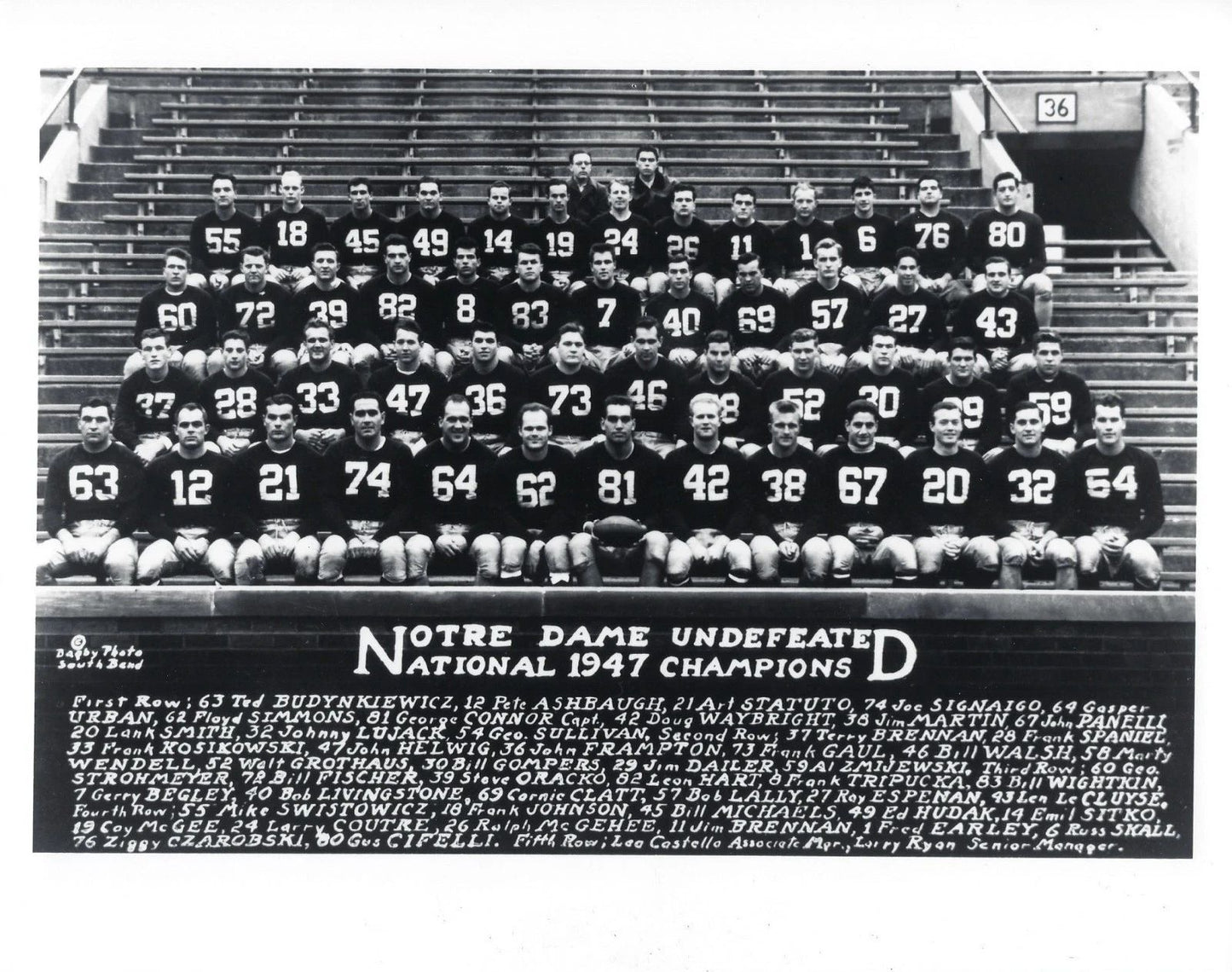 1947 Notre Dame Team Keychain Fighting Irish Picture Ncaa Football Undefeated