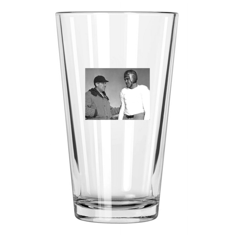 1947 Notre Dame George Connor And Frank Leahy College Portrait Pint Beer Glass