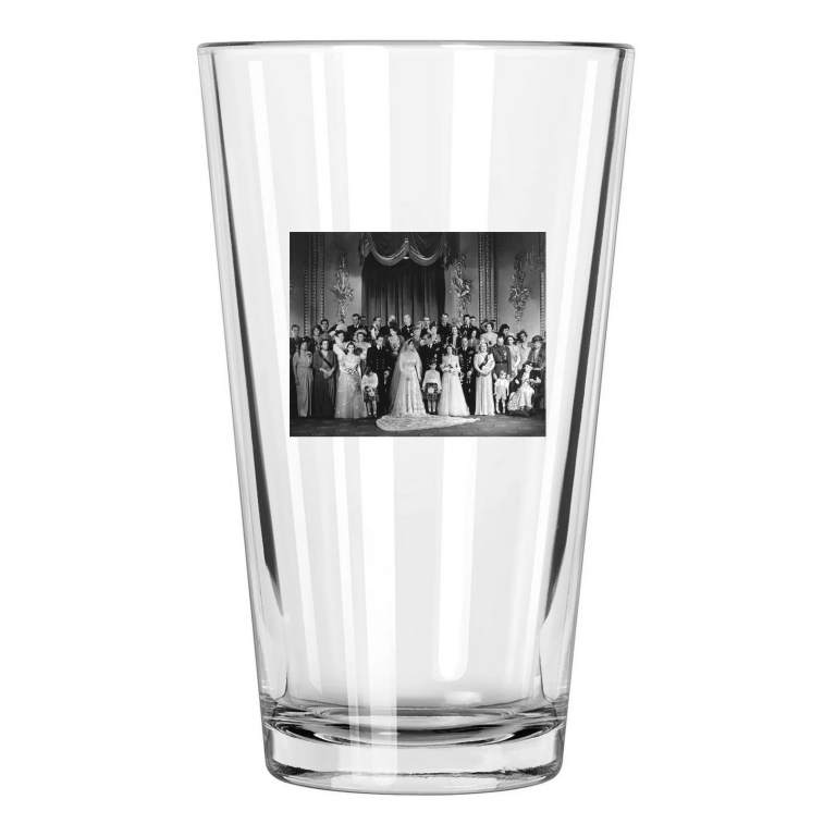 1947 Queen Elizabeth & King Philip Mountbatten Photo Pint Beer Drinking Glass