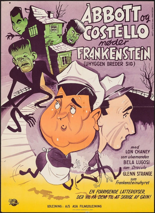 1948 Abbott And Costello Meet Frankenstein Movie Poster Dracula Wolf Man