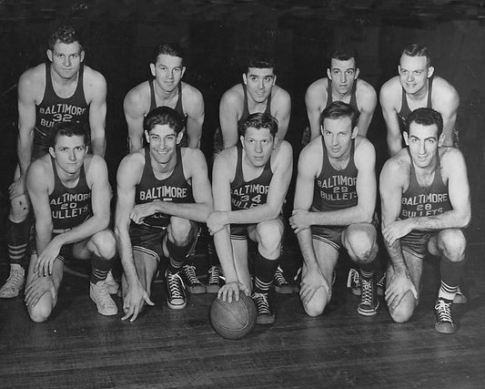 1948 Baltimore Bullets Mens Basketball Team Black & White Picture Photo