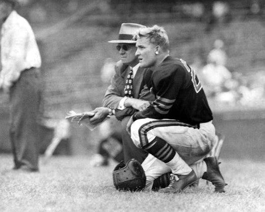 1948 Chicago Bears Bobby Layne & George Halas Glossy Keychain Football Print