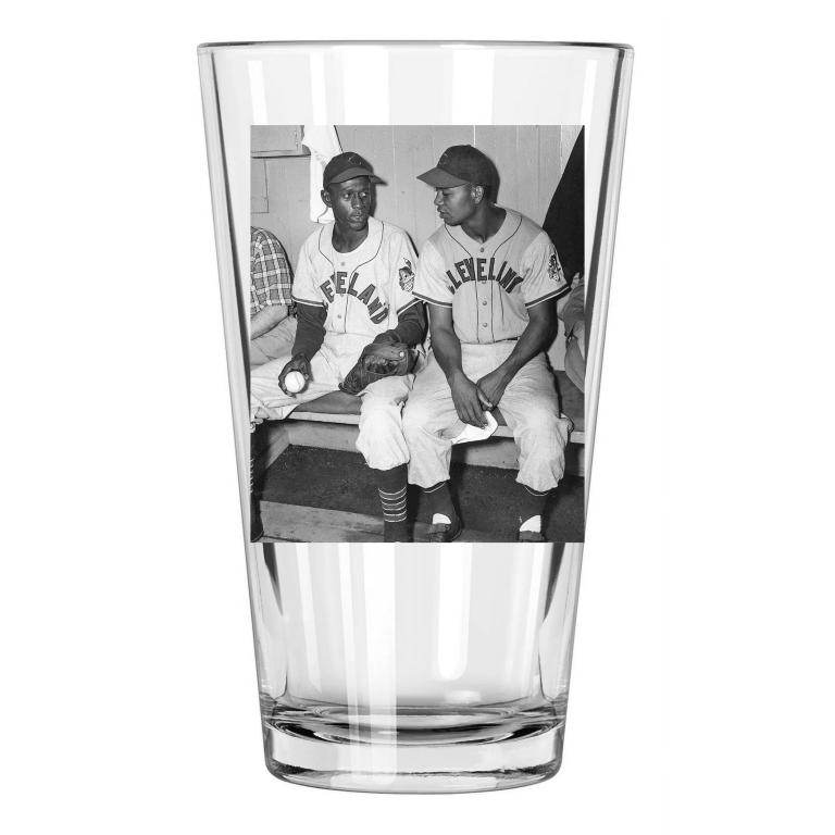 1948 Cleveland Indians Satchel Paige And Larry Doby 2 Pint Beer Drinking Glass