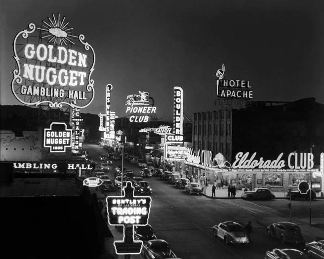 1948 Downtown Las Vegas Glossy Magnet Casino Print Golden Nugget Magnet