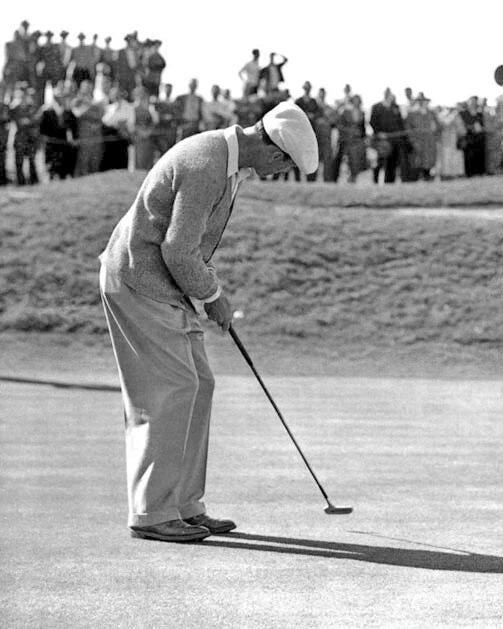 1948 Famous Golfer Ben Hogan Glossy Magnet Putting PGA Print