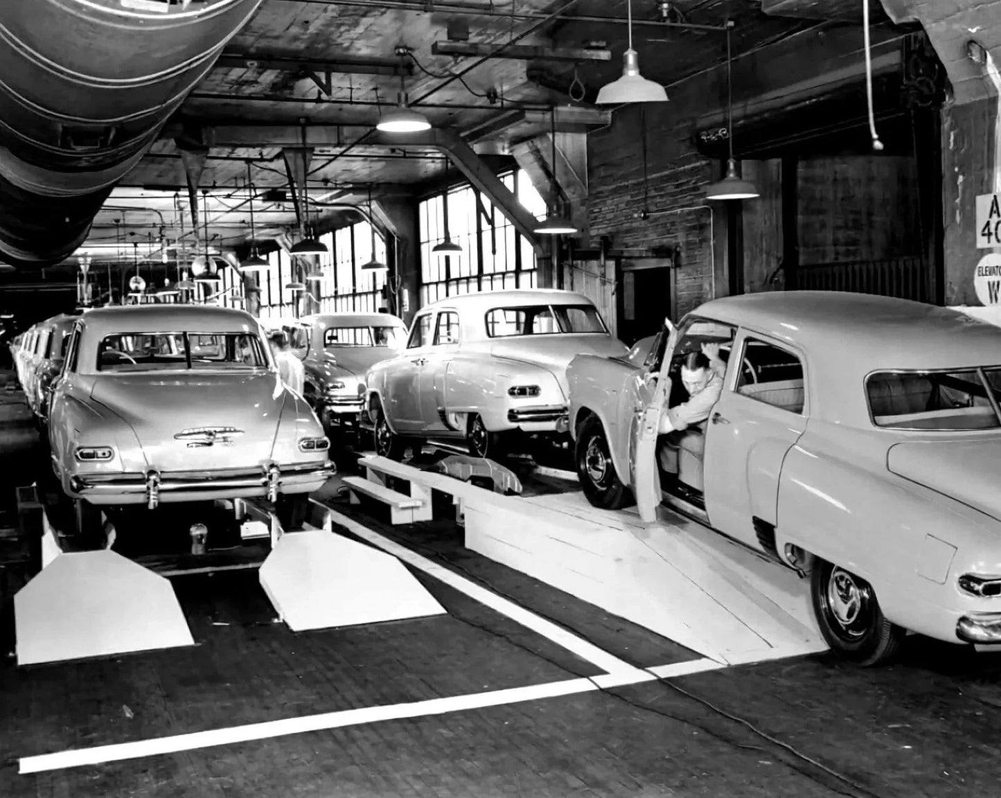 1948 Studebaker Factory Assembly Line Classic American Car Picture Keychain