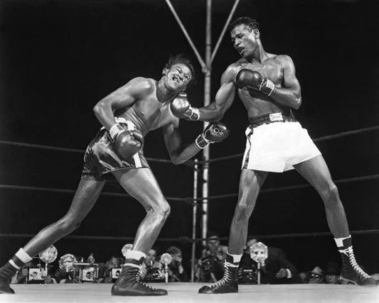 1948 Sugar Ray Robinson Vs Kid Gavilan Glossy Keychain Yankees Stadium Print
