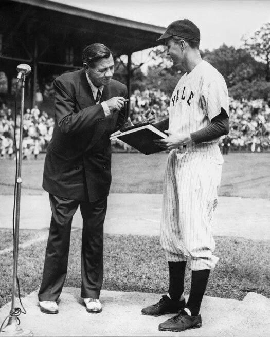 1948 Yale George H. W. Bush Meets Babe Ruth Glossy Magnet Magnet