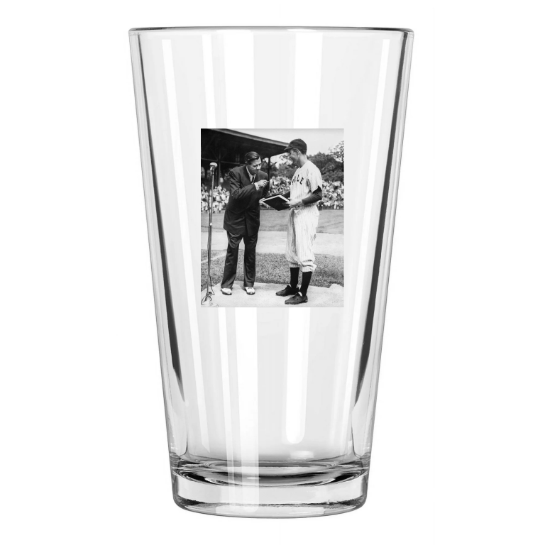 1948 Yale George H. W. Bush Meets Babe Ruth Photo Pint Beer Drinking Glass