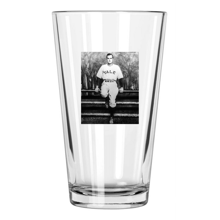 1948 Yale George H W Bush Photo Ncaa College Portrait Pint Beer Drinking Glass