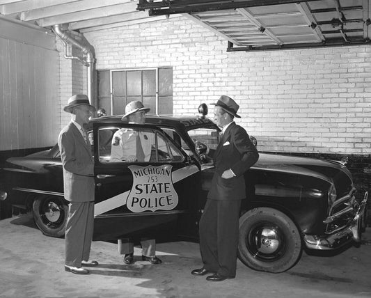 1949 Ford Michigan State Police Car Classic Retro Vintage Picture Keychain