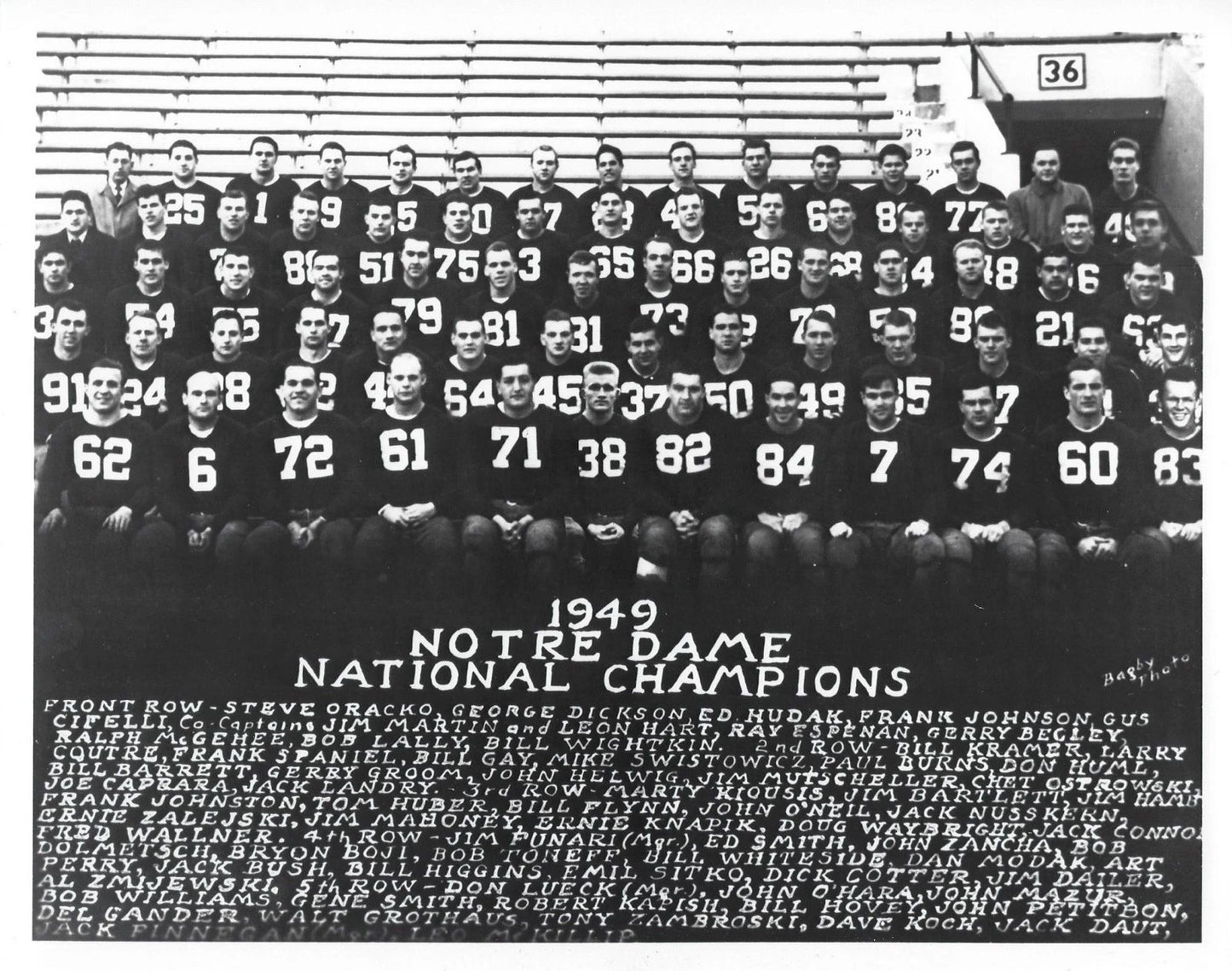 1949 Notre Dame Team Photo Fighting Irish Picture Ncaa Football Champs