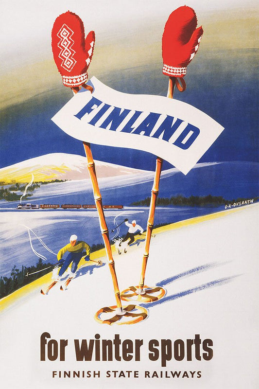 1949 Ski Finland For Winter Sports Vintage Style Travel Jigsaw Puzzle