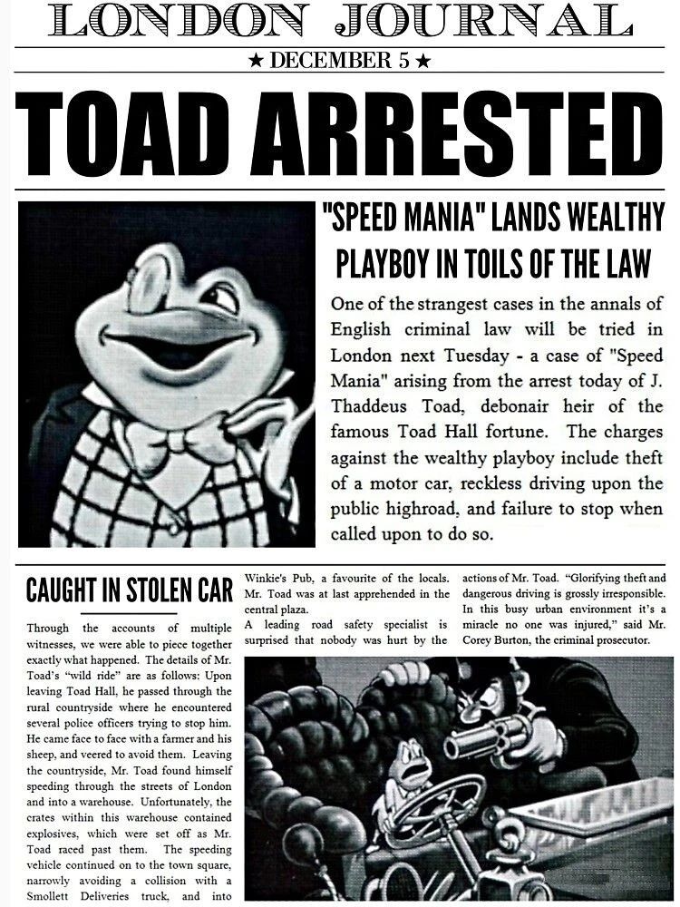 1949 Walt Disney The Adventures Of Ichabod & Mr. Toad Toad Arrested