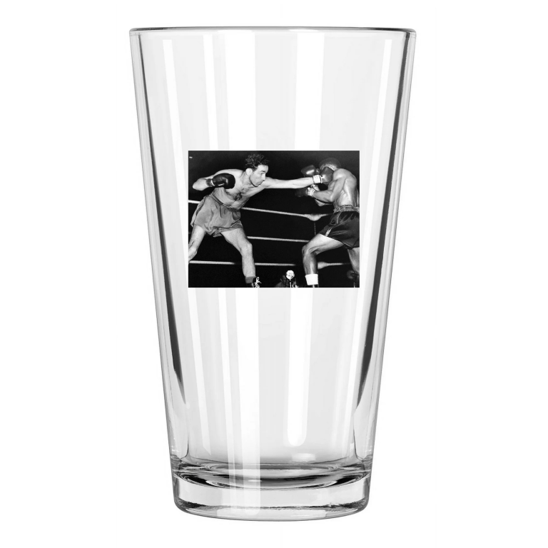 1950 Featherweight Champion Willie Pep Vs Charley Riley Boxing Pint Beer Glass