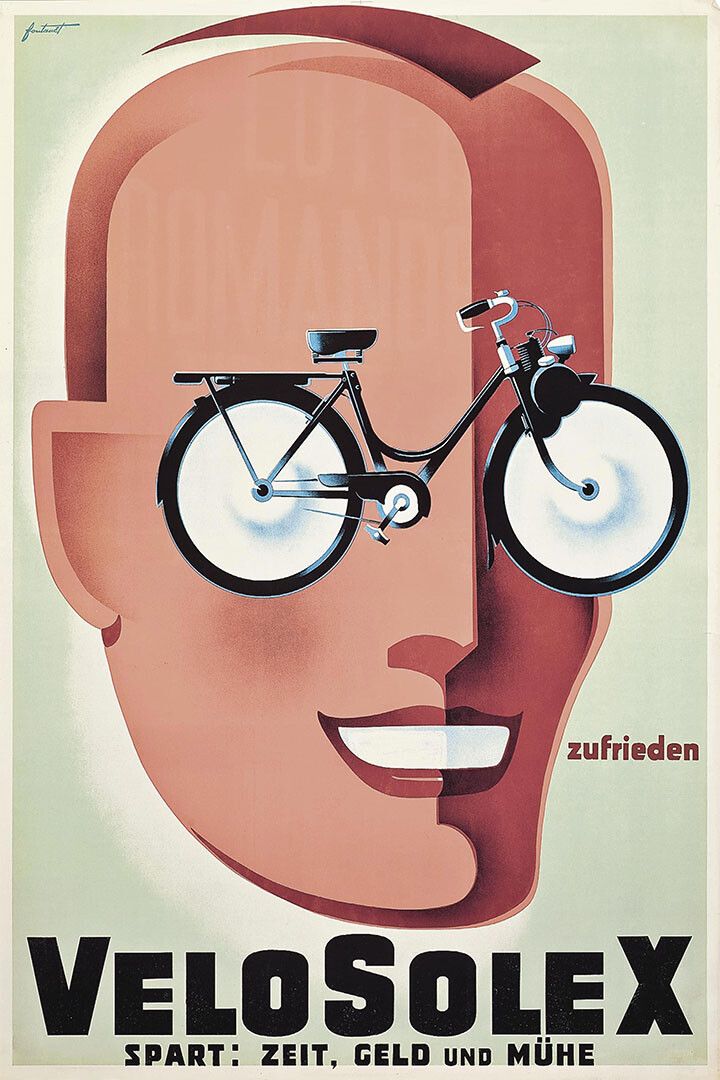 1950S Bicycle Velo Solex Vintage Cycling Male With Glasses Jigsaw Puzzle