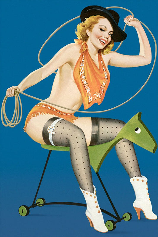 1950S Classic American Pinup Ride Em Cowgirl Jigsaw Puzzle