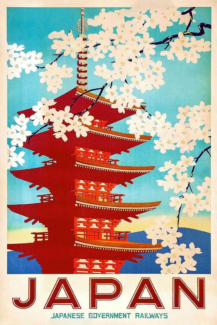 1950S Japan Cherry Blossoms Vintage Japanese Railway Jigsaw Puzzle
